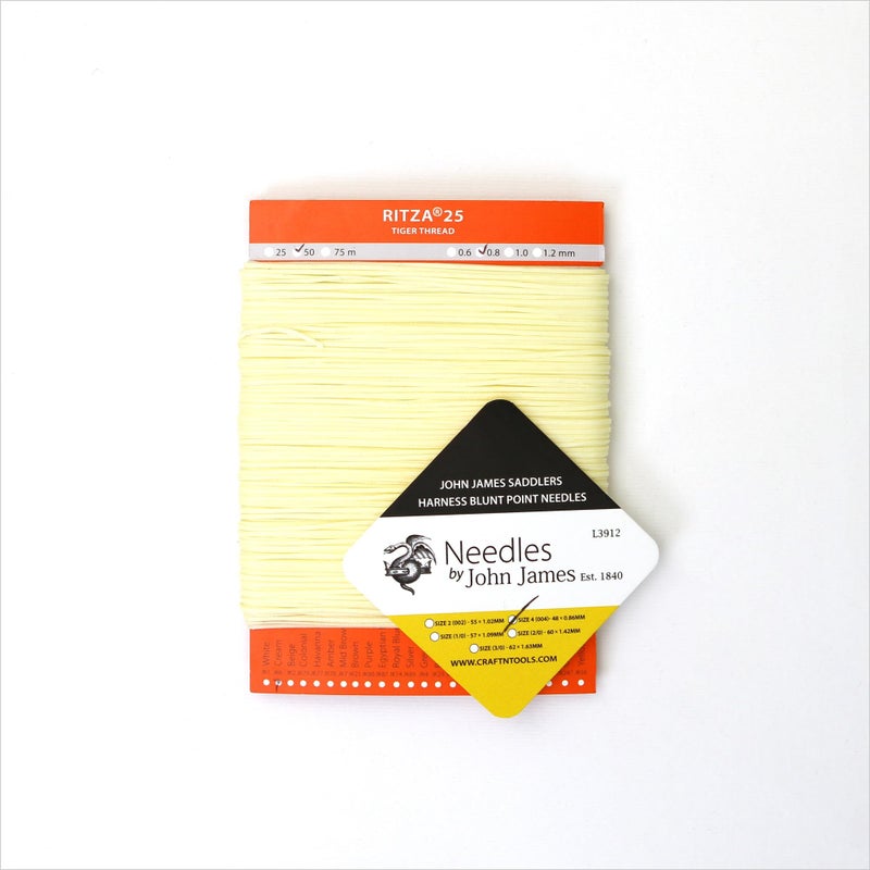 Ritza 25 Tiger Thread Cream 0.6mm RITZA 25 Tiger Thread for Leather Craft | Waxed Polyester Saddlers Thread - Image 3
